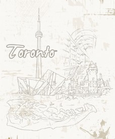多伦多涂鸦矢量插画