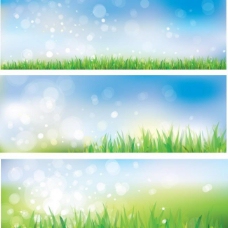 春季横幅春天草地背景图片
