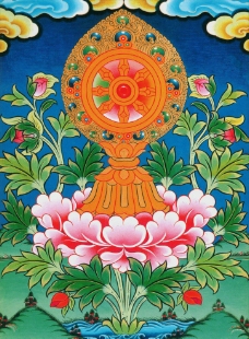 唐卡彩唐七政宝金轮宝图片