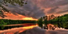 日落河森林图片