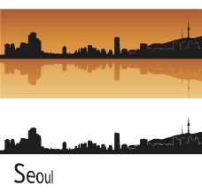 房地产背景首尔城市建筑剪影图片