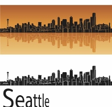房地产背景西雅图城市建筑剪影图片