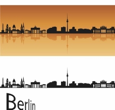 房地产背景柏林城市建筑剪影图片