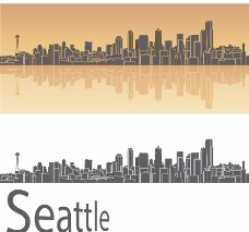 房地产背景西雅图城市建筑剪影图片