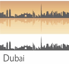 房地产背景迪拜城市建筑剪影图片