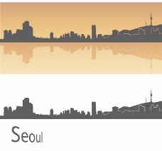 房地产背景首尔城市建筑剪影图片