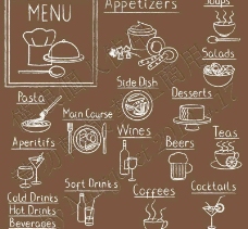 茶粉笔手绘美食图标图片