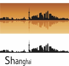 房地产背景上海城市建筑剪影图片