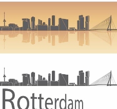 房地产背景鹿特丹城市建筑剪影图片