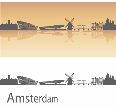 房地产背景阿姆斯特丹城市剪影图片