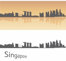 房地产背景新加坡城市建筑剪影图片