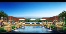 喷泉设计泳池景观图片