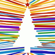 缤纷圣诞缤纷线条圣诞树矢量图