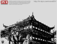 中国建筑矢量剪影图片