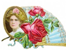 复古玫瑰折扇图片