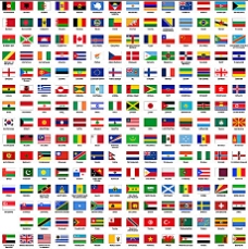 世界各地平面世界各国国旗与地区区旗矢量素材