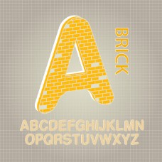 砖式字母的字体设计矢量