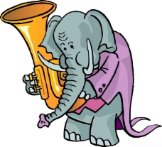 位图 动物 大象 乐器 萨克斯 免费素材