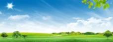 秀丽大自然风景蓝天白云草原图片