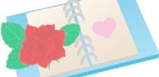 书本本书用玫瑰和爱的标记