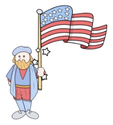 卡通人与美国国旗