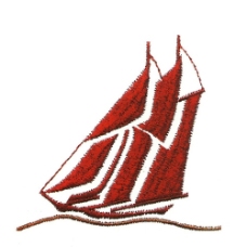 绣花 色彩 红色 交通工具 帆船 免费素材