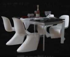 个性化的白色餐桌组合