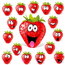 草莓卡通矢量表情
