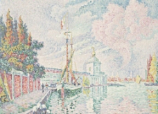港口码头油画图片