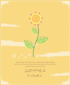 黄色背景花与花的背景说明的涂鸦