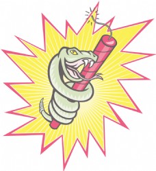 响尾蛇卷炸药的卡通
