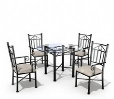 餐桌组合39餐馆餐厅桌椅组合3DMAX模型素材带材质