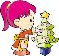 圣诞女孩小女孩装扮圣诞树